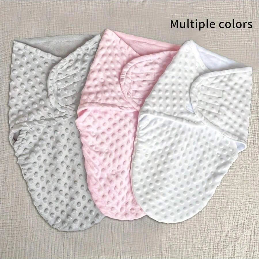 1Pc Baby Dotted Swaddle Blanket, Newborn Anti-Startle Swaddle, 3D Dotted Fleece Swaddle Wrap, Soft Touch for Sleep Aid, Warm and Skin-Friendly Soothing Newborn Sleeping Bag