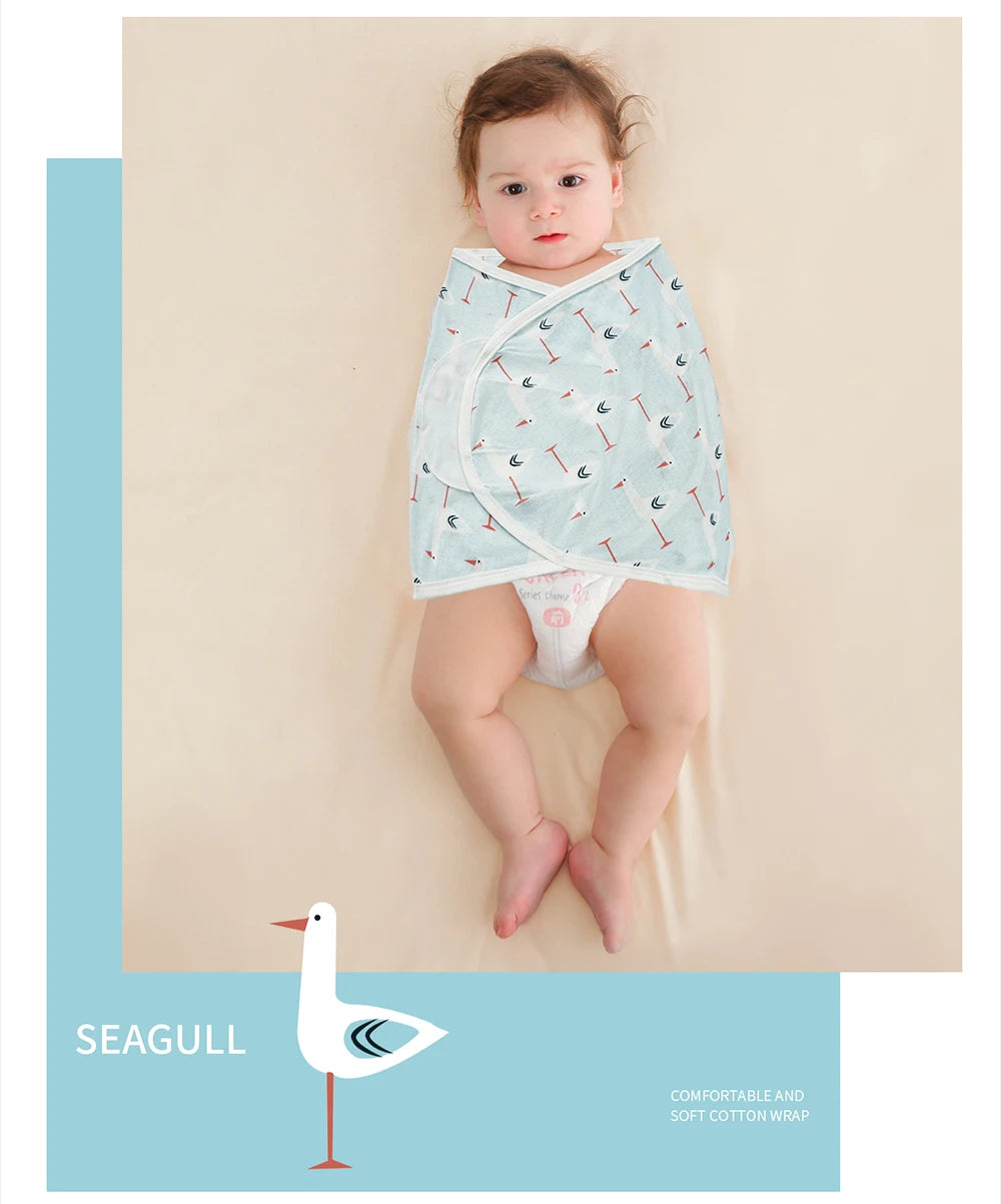 Baby Swaddle Blanket 0-6 Months Bamboo cotton Strap Protect Belly Baby Sleeping Blanket Wrap for New Born Thin-style for Summer