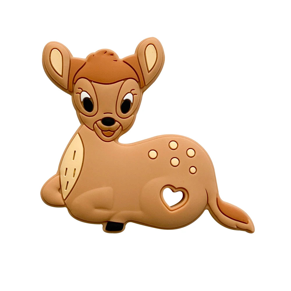 1pcs Silicone Cartoon Baby Teether Rodent Teething Toys Chewable Animal Beads Baby Products Nursing Gift DIY Pendant Necklace