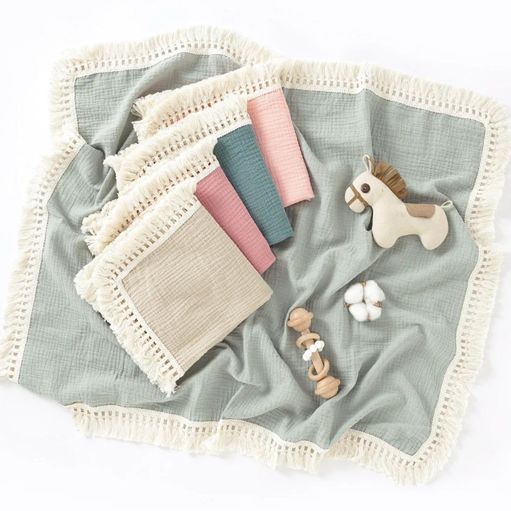 Cotton Muslin Swaddle Blankets for Newborn Baby Tassel Receiving Blanket New Born Swaddle Wrap Infant Sleeping Quilt Bed Cover