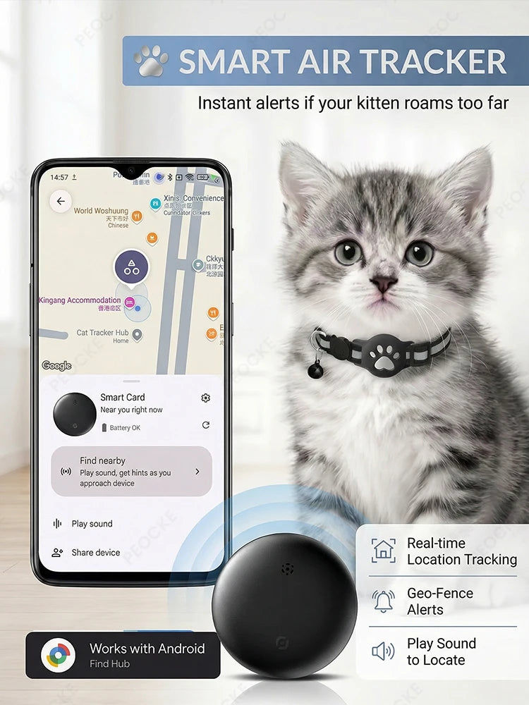 Collier GPS Anti-Perte Chat