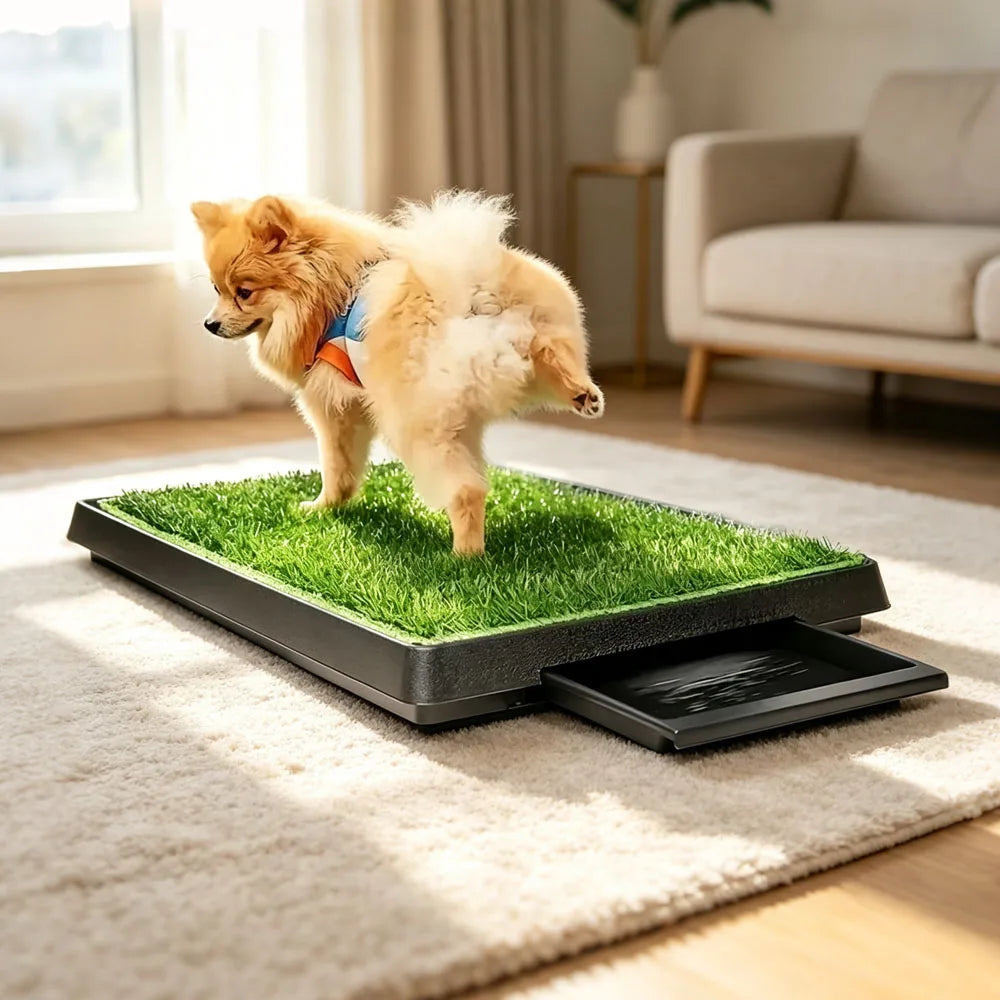 Pet Dog Toilet Artificial Grass Dog Potty Splashproof Washable Reusable Pee Pads Dog Training Toilet Puppy Pad Tray Pet Supplies 63X51 cm