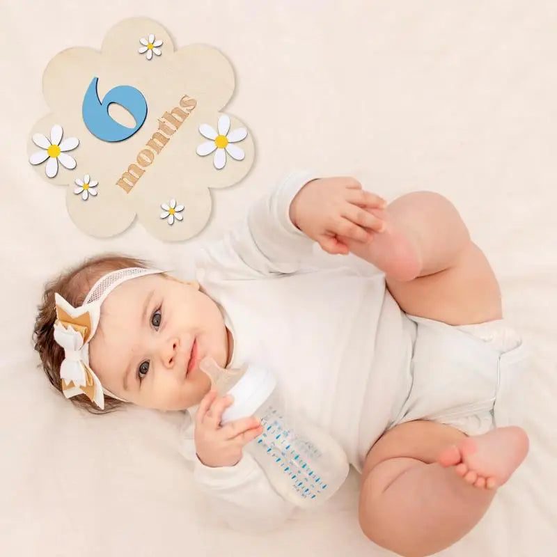 Wooden Baby Monthly Milestone Cards Flowers Double Sides Number Month Girls Boys Newborn Photography Props Accessories