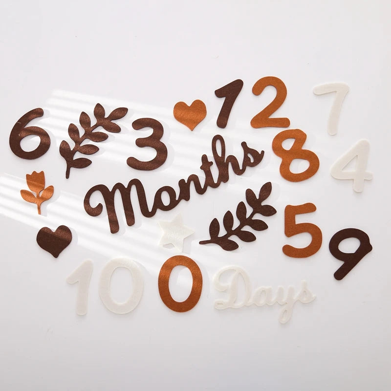 Baby Milestone Cards Soft Felt 0-12 Monthly Milestones Memorial Commemorativenir Photography Accessories For Newborn Birth Gift