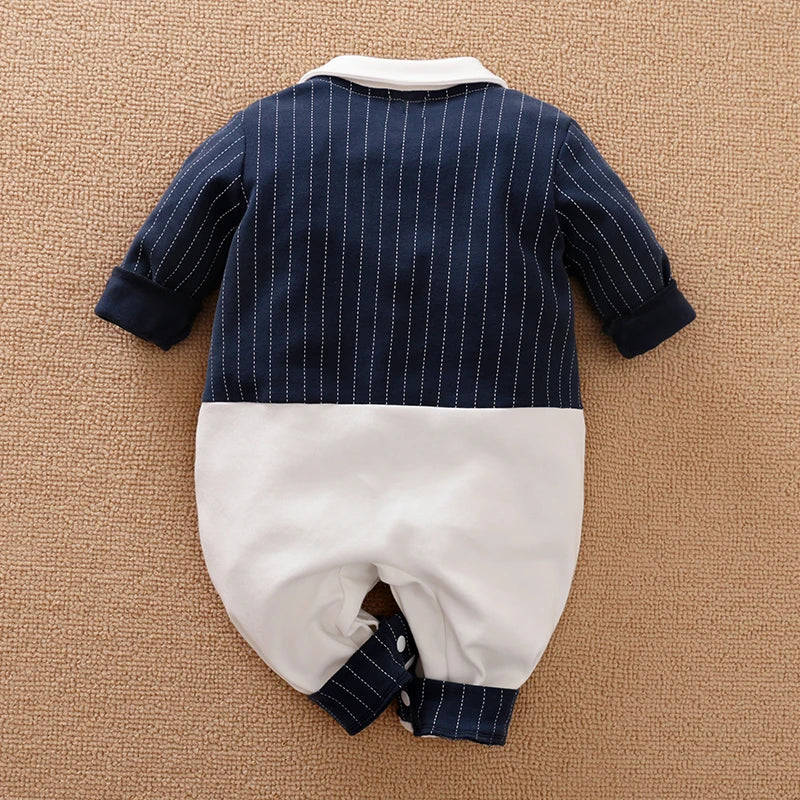 Newborn Clothes Spring And Autumn 0-18m Gentleman Style Handsome Formal Dress Party Cotton Comfortable Long Sleeved BabyJumpsuit
