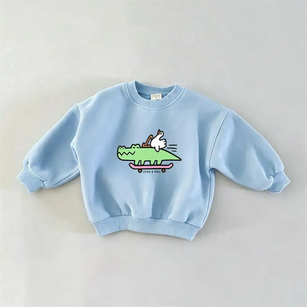 Baby Clothes Printing Tops Spring Autumn Wear Crewneck Pullovers Fashion Casual Sweatshirt Toddler Simple All-match Hoodies
