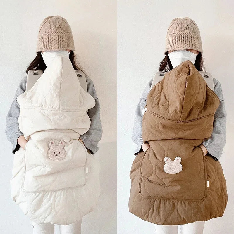 Hooded Blanket for Baby Stroller Newborn Swaddle Wrap Warm Baby Carrier Sling Cover Infant Cloak Cape Sleeping Quilt 80*85cm