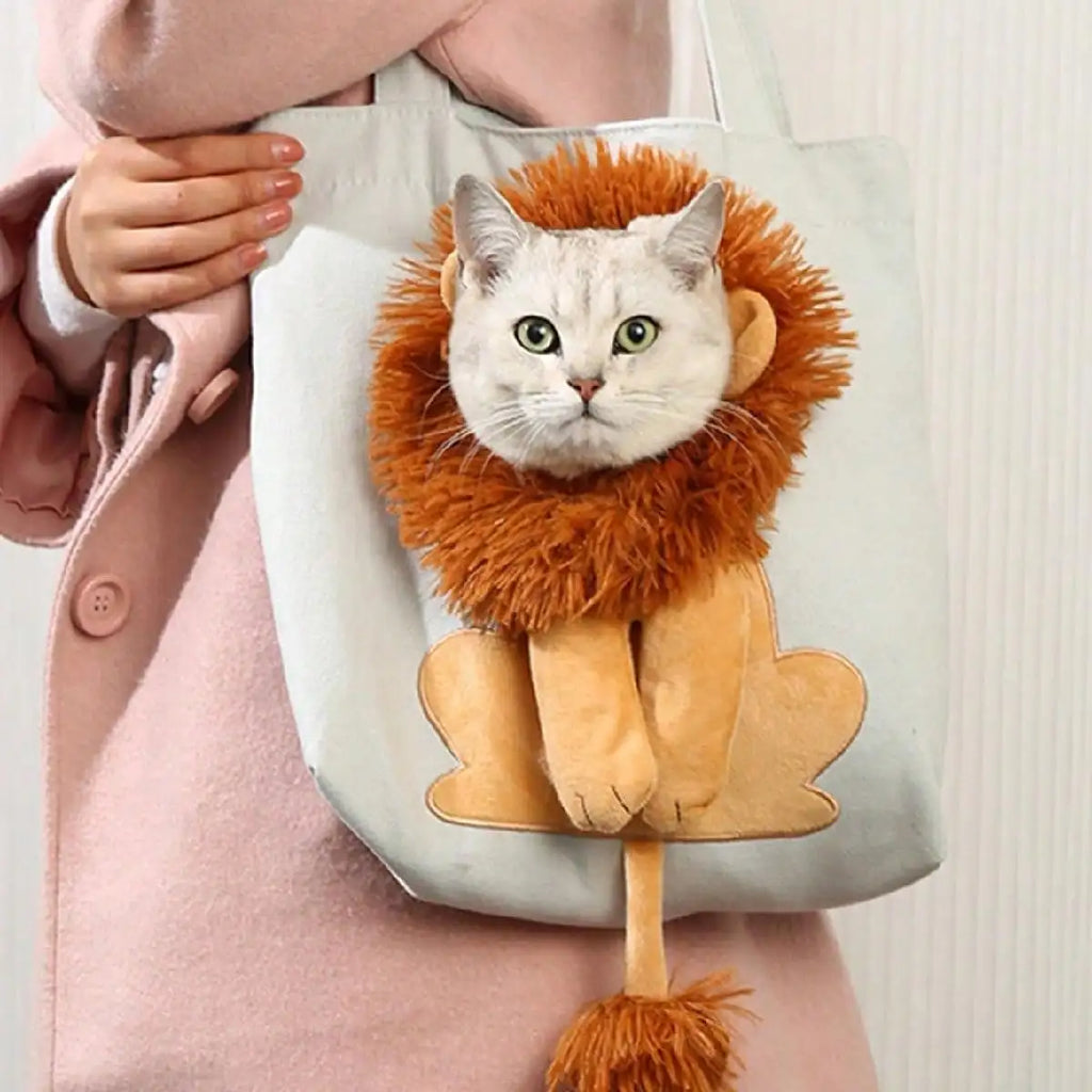 Joli sac tête de lion transportant pour chat