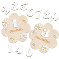 Wooden Baby Monthly Milestone Cards Flowers Double Sides Number Month Girls Boys Newborn Photography Props Accessories