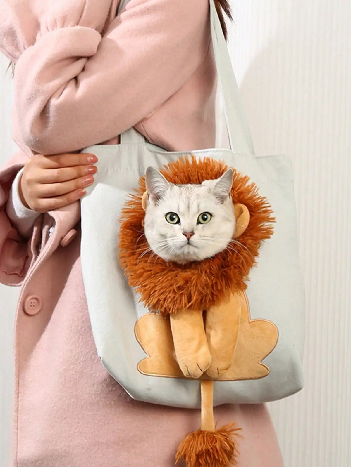 Joli sac tête de lion transportant pour chat