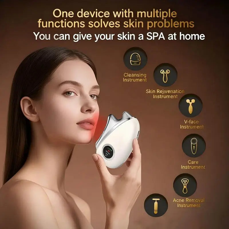 Electric Gua Sha Facial Massager with EMS RF LED Vibration Face Lifting Skin Tightening Anti Aging Beauty Device Skin Care Tool