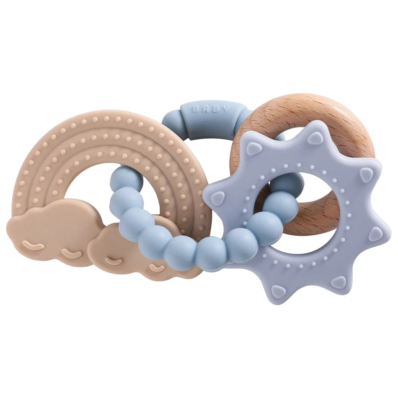 Silicone Teether Food Grade Baby 0-12 Toys ToddlersTeething Ring Sensory Toys Silicone Planet Teether Bracelet Accessories Gifts
