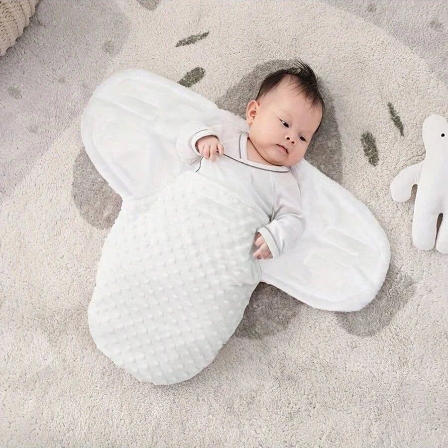 1Pc Baby Dotted Swaddle Blanket, Newborn Anti-Startle Swaddle, 3D Dotted Fleece Swaddle Wrap, Soft Touch for Sleep Aid, Warm and Skin-Friendly Soothing Newborn Sleeping Bag