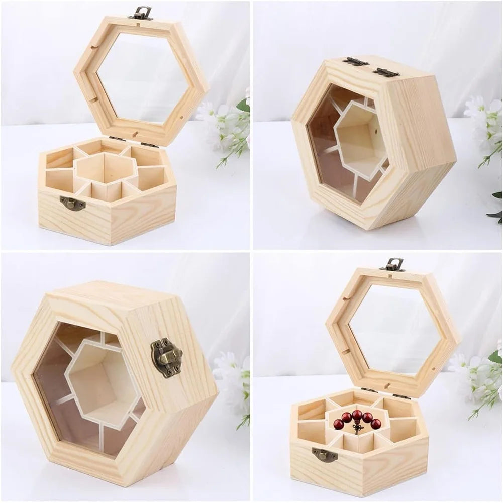 Boîte Bijoux Bois Hexagonale