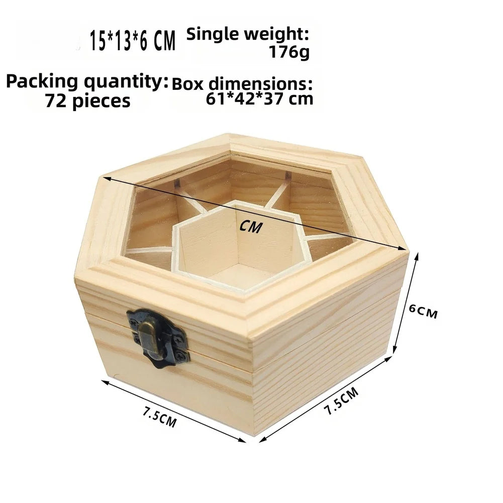 Boîte Bijoux Bois Hexagonale