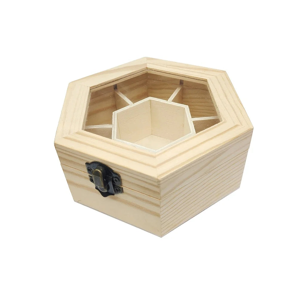 Boîte Bijoux Bois Hexagonale