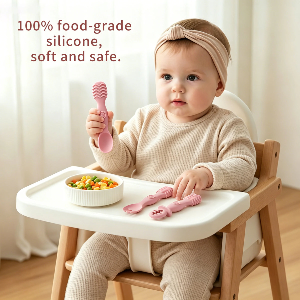 2pcs Silicone Baby Spoon Set, Stylish Minimalist Design, Baby Feeding Accessory, Dishwasher Washable, Ideal Baby Gift
