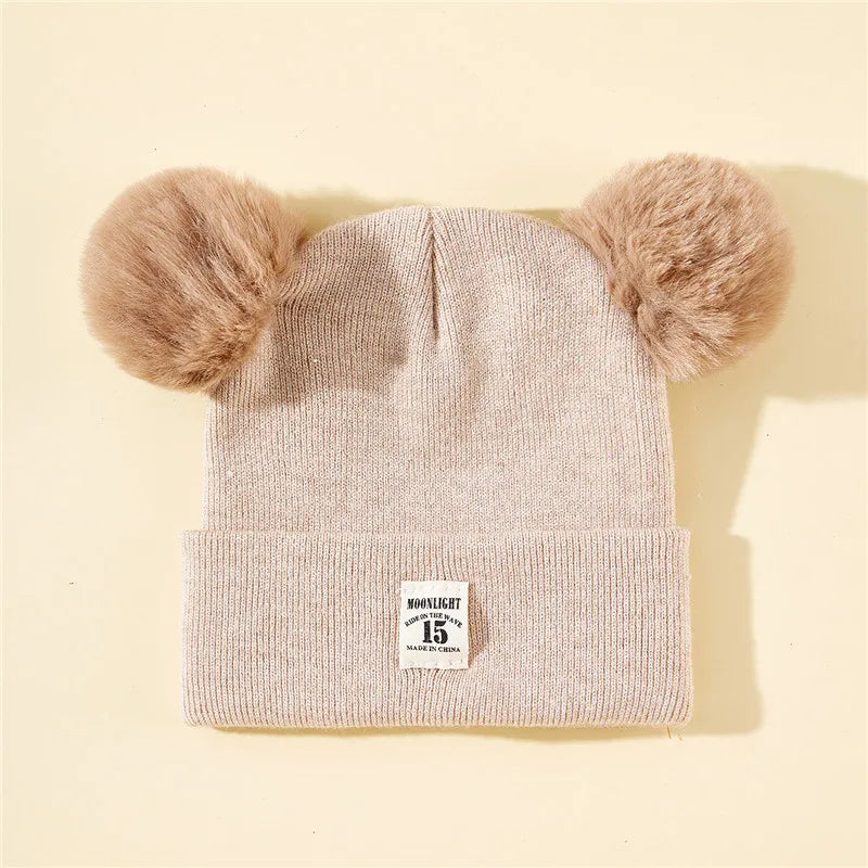 Autumn Winter Baby Warm Knitted Hats With Pom Kids Knit Beanie Hat Solid Color Children Hat For Boys Girls Accessories