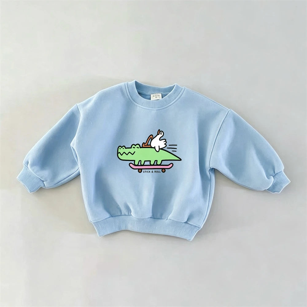 Baby Clothes Printing Tops Spring Autumn Wear Crewneck Pullovers Fashion Casual Sweatshirt Toddler Simple All-match Hoodies