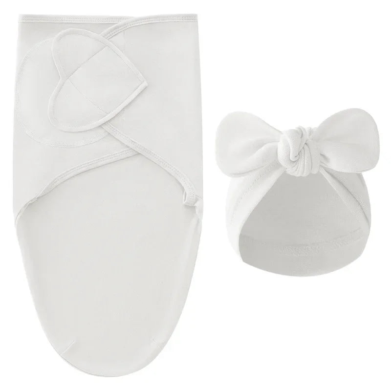 European American Cross-border Baby Swaddle Set - 2Pcs Newborn Hospital Blanket & Indian Cap, Spring Cotton Sleep Sack