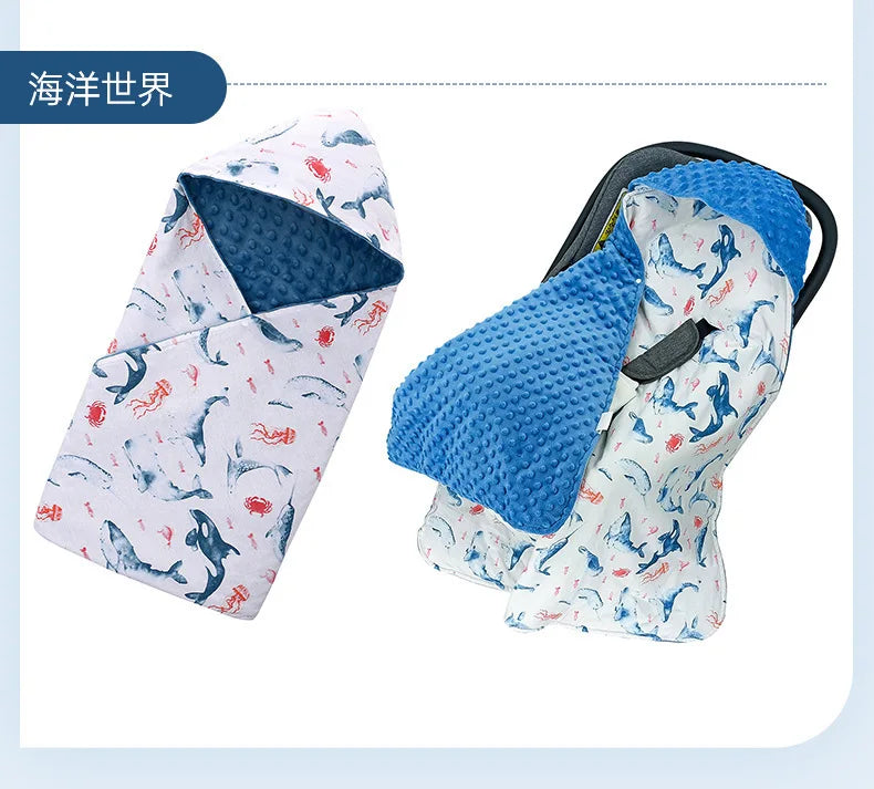 Soft & Warm Double Sided Baby Swaddle for Newborn 0-12 Months Thick Winter Baby Swaddle Blanket for Baby Stroller Car Seat Super