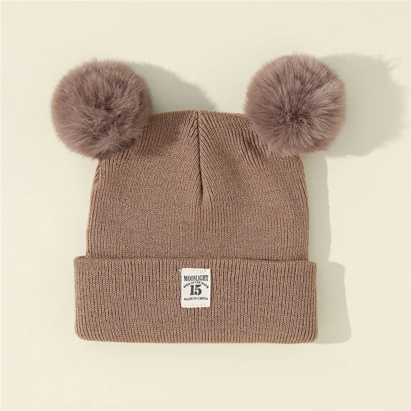 Autumn Winter Baby Warm Knitted Hats With Pom Kids Knit Beanie Hat Solid Color Children Hat For Boys Girls Accessories